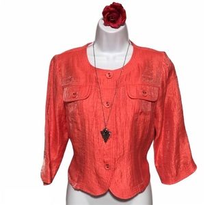 NWOT SPRING RUBY RD. SHIMMERY CORAL TOP OR JACKET